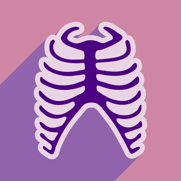 Icône plate avec longue côte humaine ombre — Image vectorielle