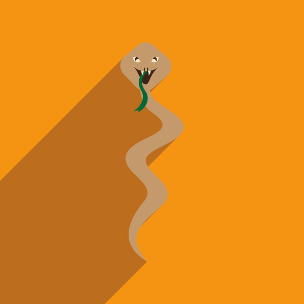 Modern flat icon with long shadow Indian cobra