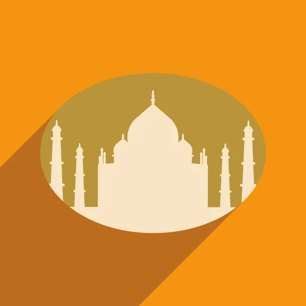 Uzun gölge Hindistan Taj Mahal ile modern düz simgesi — Stok Vektör