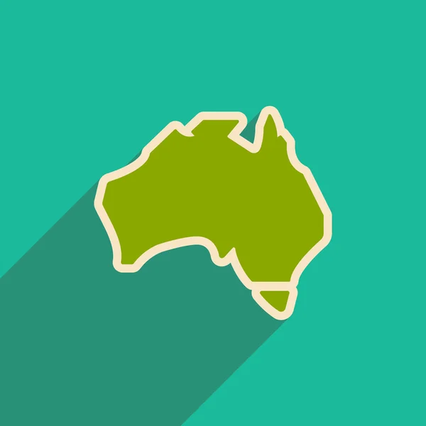 Ícone de plano com mapa de sombra longo de Austrália — Vetor de Stock