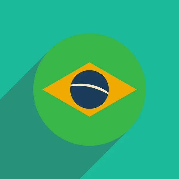 Ícone plano com longa sombra Bandeira brasileira — Vetor de Stock