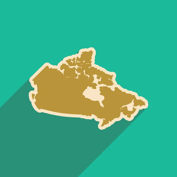 Icône plate avec carte à ombre longue du Canada — Image vectorielle