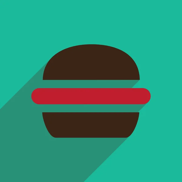 Icono plano con hamburguesa americana de sombra larga — Archivo Imágenes Vectoriales