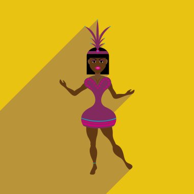 Uzun gölge Brezilyalı dansçı ile düz web simgesi