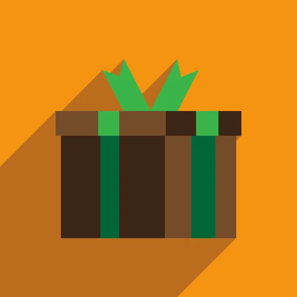 Icona piatta con scatola regalo lunga ombra — Vettoriale Stock