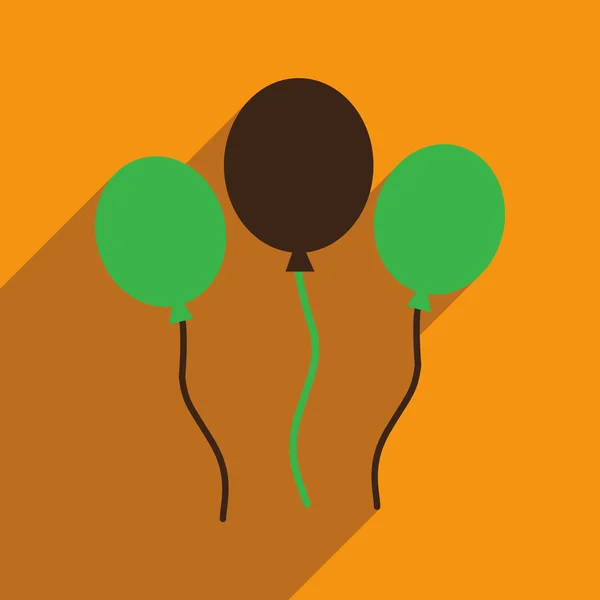 Icône plate avec longue ombre ballons festifs — Image vectorielle