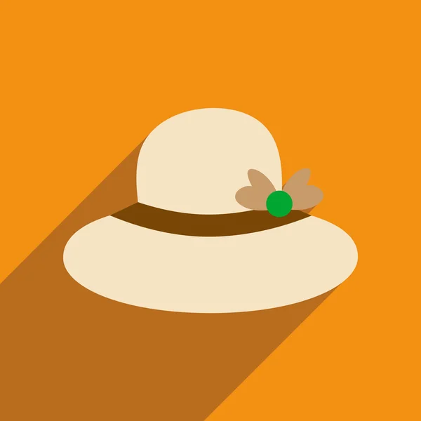 Icono plano con sombrero de mujer de sombra larga — Vector de stock