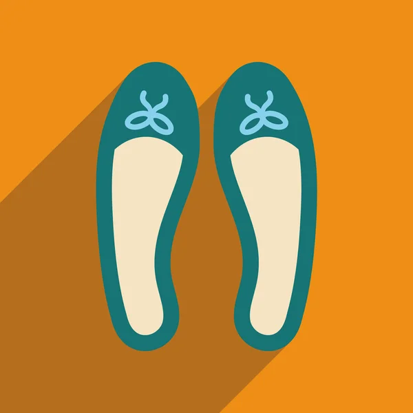 Icono plano con zapatos de mujer de sombra larga — Vector de stock