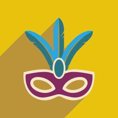 Uzun gölge karnaval maskesi ile düz web simgesi