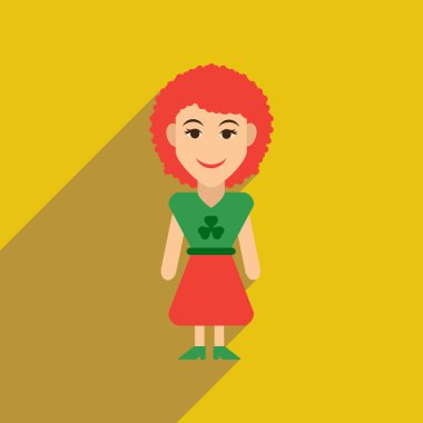 Uzun gölge İrlandalı kadın ile düz web simgesi