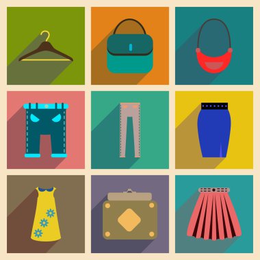 Uzun gölge giysileri ile düz simgeler kavramı