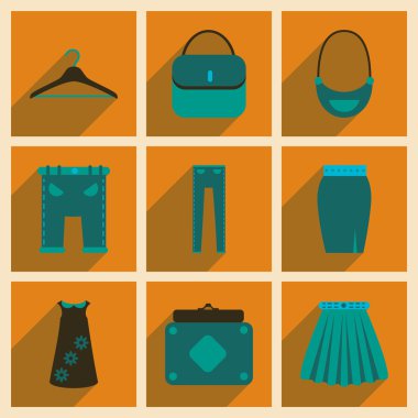 Uzun gölge giysileri ile düz simgeler kavramı