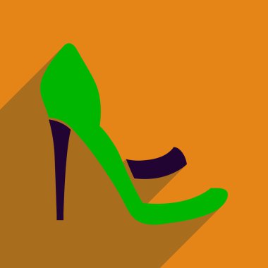 Uzun gölge stiletto topuklar ile düz simgesi