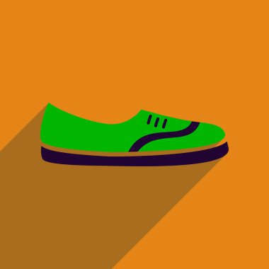 Uzun gölge mokasen ayakkabı ile düz simgesi