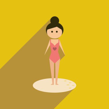 Uzun gölge kız mayo ile düz web simgesi