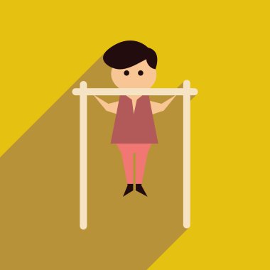 Uzun gölge adam yatay bar ile düz web simgesi