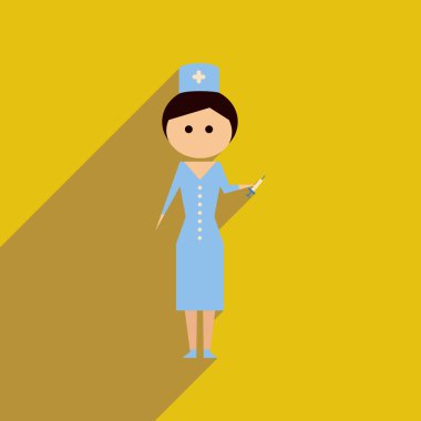 Uzun gölge kadın doktor ile düz web simgesi