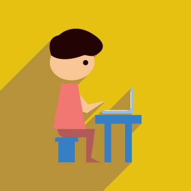 Uzun gölge adam programcı ile düz web simgesi