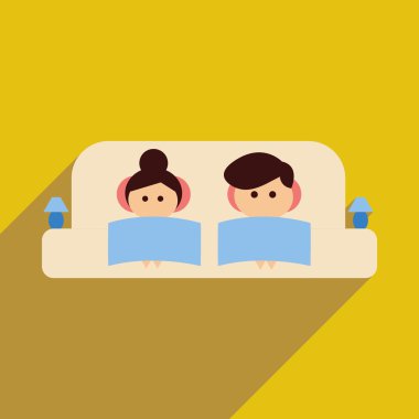 Uzun gölge erkek ve kadın kanepe ile düz web simgesi