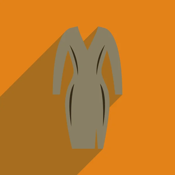 Icono plano con vestido elegante sombra larga — Vector de stock