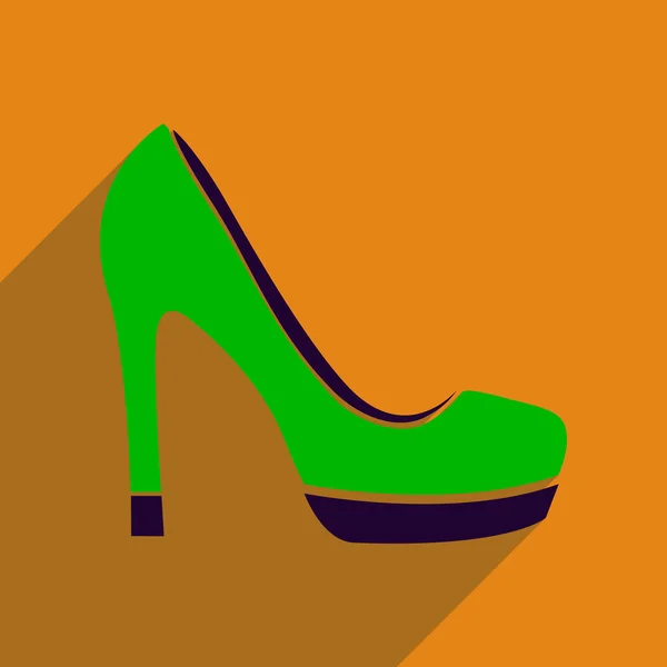 Hosszú árnyék stiletto sarkú cipő lapos ikon — Stock Vector