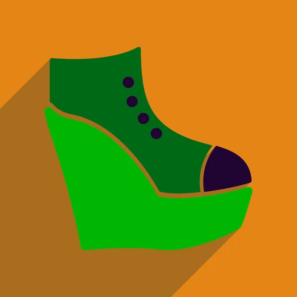 Icona piatta con lunghe scarpe piattaforma ombra — Vettoriale Stock
