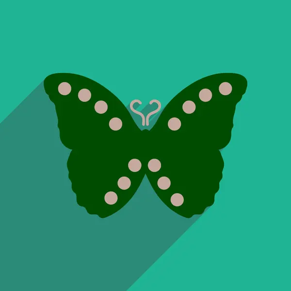 Icône plate avec de longs papillons volants ombre — Image vectorielle