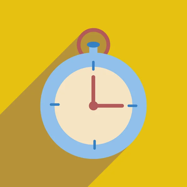 Platte web pictogram met lange schaduw stopwatch — Stockvector