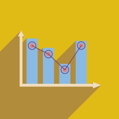 Uzun gölge ekonomik grafik ile düz web simgesi