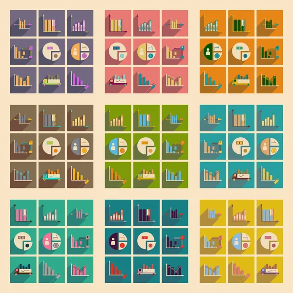Begreppet platt ikoner med långa skugga diagram ekonomi — Stock vektor