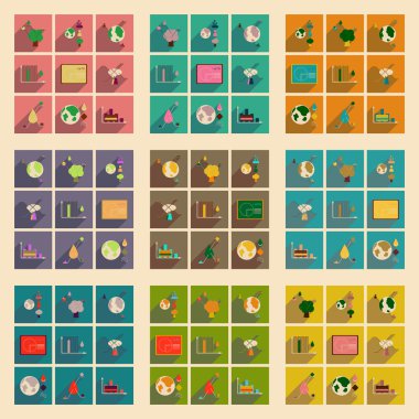 Düz kutsal kişilerin resmi ile uzun gölge ekoloji Infographic kavramı