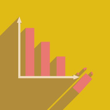 Uzun gölge ekonomik grafik ile düz web simgesi