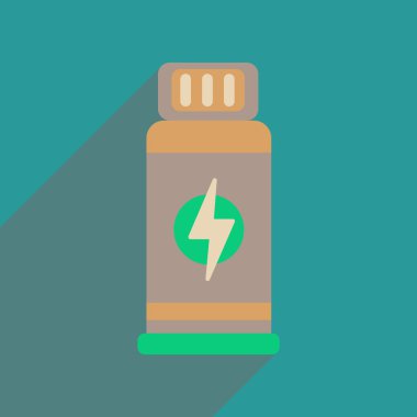 Uzun gölge kavanoz enerji ile düz web simgesi