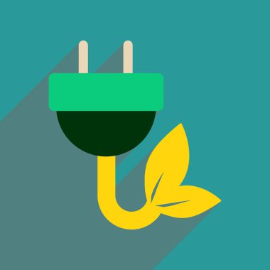 Uzun gölge Eko enerji ile düz web simgesi