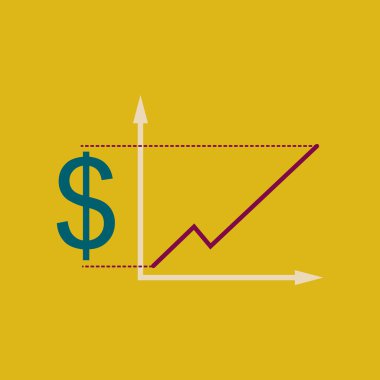Şık arka plan para grafik üzerinde düz web simgesi