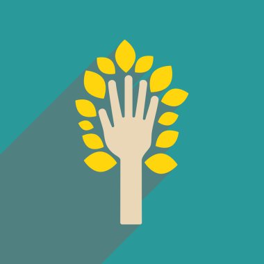 Düz web simge uzun gölge ile el bırakır