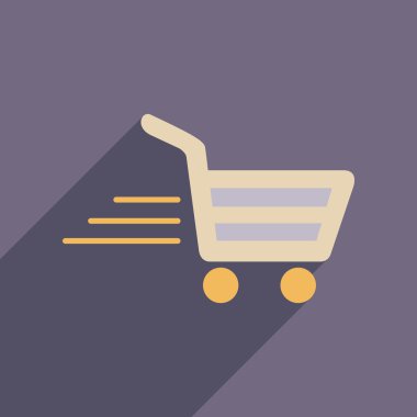 Uzun gölge sepeti ile düz web simgesi