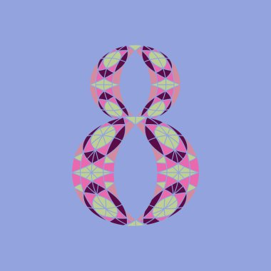 Düşük Poli sayı 8 renkli mozaik çokgen