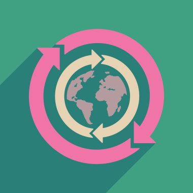 Uzun Gölge Dünya okları ile düz web simgesi