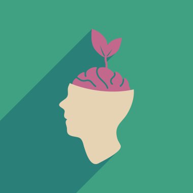 Uzun gölge Eko düşünce ile düz web simgesi