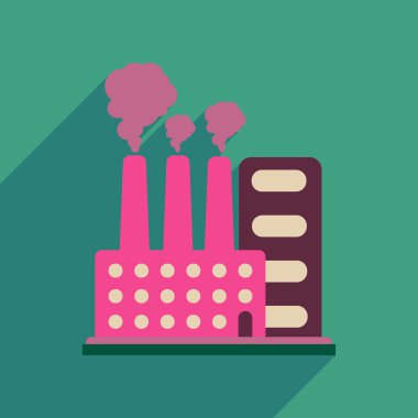 Uzun gölge fabrika düz web simgesi