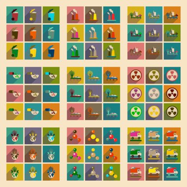 Uzun gölge çevre tehlike ile düz simgeler kavramı