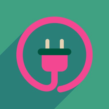 Uzun gölge güç soketi ile düz web simgesi