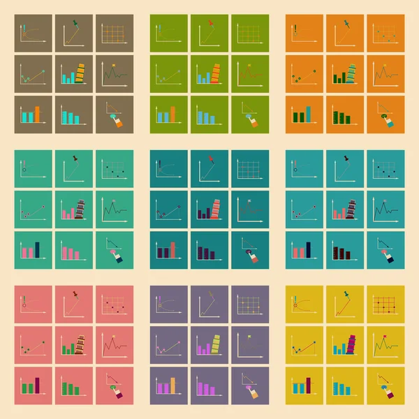 Konzept der stilvollen flachen Design-Symbole Graph — Stockvektor