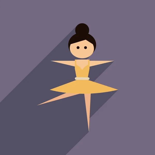 Ícone de web plana com dançarina de ballet sombra longa —  Vetores de Stock