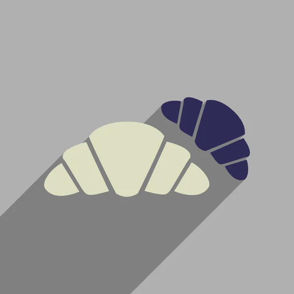 Ikona webové plochý s dlouhý stín croissanty — Stockový vektor