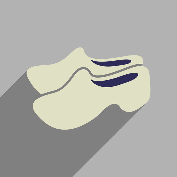 Flat web icon with long shadow wooden shoes