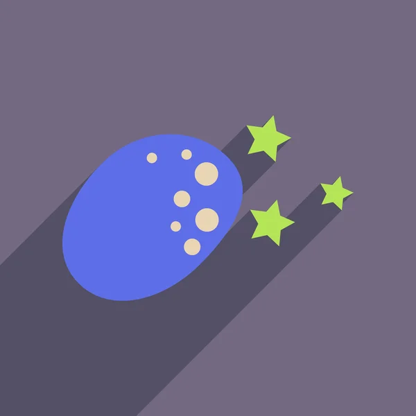 Icono web plano con estrellas de meteoritos de sombra larga — Vector de stock