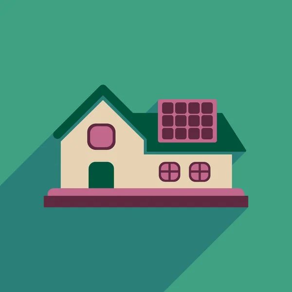 Icono web plano con sombra larga Eco-casa — Vector de stock