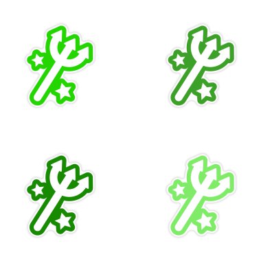 Etiket derleme büyülü trident ile beyaz bir arka plan üzerinde yıldız